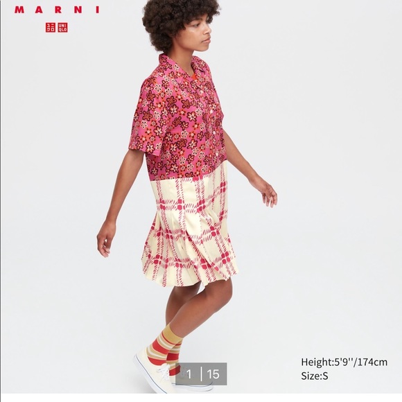 Uniqlo x MARNI Open Collar Button Down Pleated Dress Size XS - Brand New In Pink - Picture 4 of 4